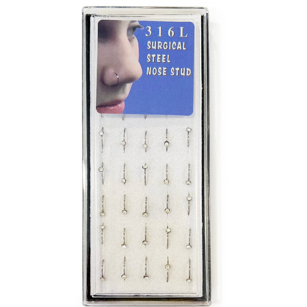 40PCS Surgical Steel Nose Rings Clear Stone With Silver 50011-1 (1 unit)
