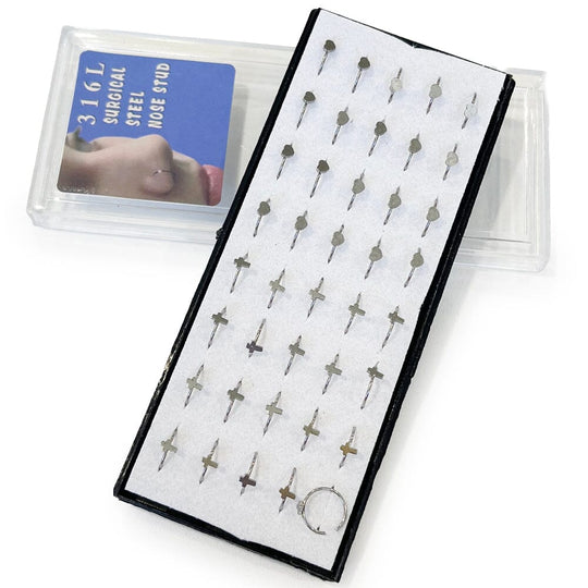 40PCS Surgical Steel Nose Rings Heart & Cross 50014S (1 unit)